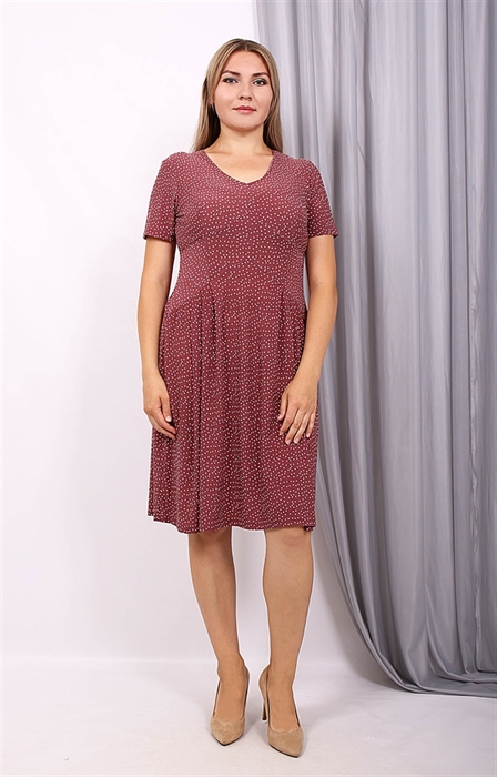 Платье текстильное Модель: п3790 Пол: женский Цвет: сиреневый Рисунок: горох - фото 80507