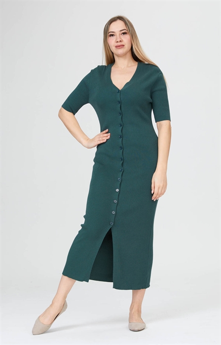 Платье длинное с коротким рукавом Модель: 51001 Пол: женский Цвет: зеленый Рисунок: без рисунка - фото 83889