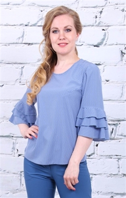 Блузка текстильная Модель: т3081 Пол: женский Цвет: голубика Рисунок: горох