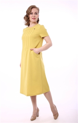 Платье текстильное Модель: т4063 Пол: женский Цвет: горчичный Рисунок: без рисунка
