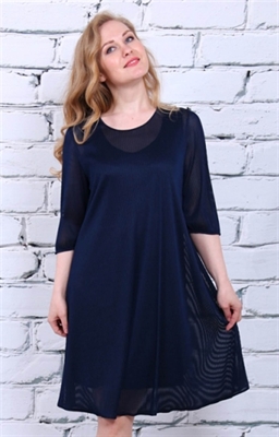 Платье текстильное Модель: п3112 Пол: женский Цвет: темно-синий Рисунок: без рисунка