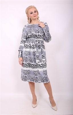 Платье текстильное Модель: т3359 Пол: женский Цвет: белый/серый Рисунок: анималистичный