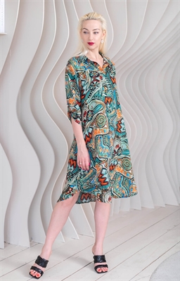 Платье швейное Модель: F7275 Пол: женский Цвет: зеленый Рисунок: абстракция
