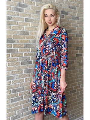 Платье швейное Модель: F4590A-3 Пол: женский Цвет: синий Рисунок: абстракция