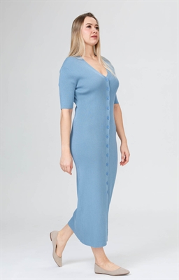 Платье длинное с коротким рукавом Модель: 51001 Пол: женский Цвет: джинсовый Рисунок: без рисунка